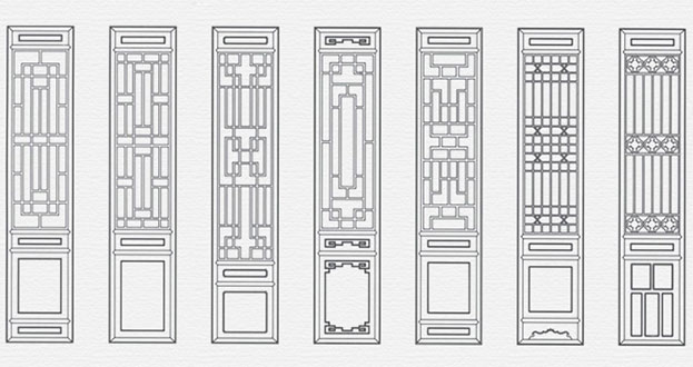 荔城常用中式仿古花窗图案隔断设计图