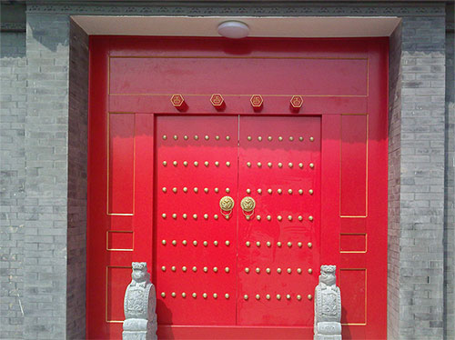 荔城中国传统四合院系列朱红色中式木制大门木作